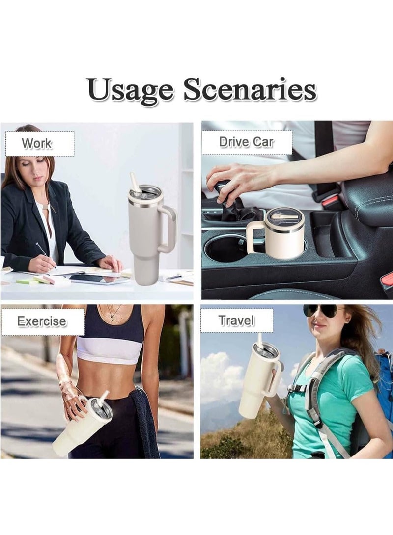 ستانلي غطاء كوب ستانلي سعة 1.2 لتر مزود بشفاطة علوية قلابة، مضاد للانسكاب متوافق مع ستانلي كوينشر وقابل لإعادة الاستخدام ومانع للتسرب كغطاء لاكسسوارات ستانلي، قطعتان - Image 5